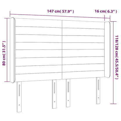 Čelo Postele S Led Tmavě Zelené 147 X 16 X 118/128 Cm Samet
