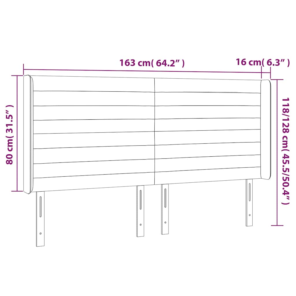 Čelo Postele S Led Tmavě Zelené 163 X 16 X 118/128 Cm Samet