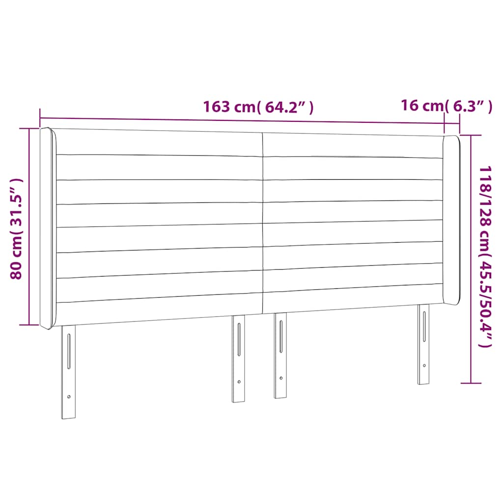 Čelo Postele S Led Tmavě Modré 163 X 16 X 118/128 Cm Samet