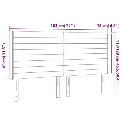 Čelo Postele S Led Tmavě Zelené 183 X 16 X 118/128 Cm Samet