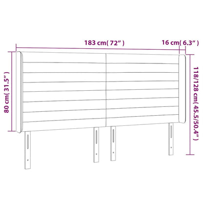 Čelo Postele S Led Tmavě Zelené 183 X 16 X 118/128 Cm Samet