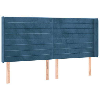 Čelo Postele S Led Tmavě Modré 183 X 16 X 118/128 Cm Samet