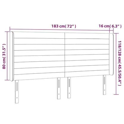 Čelo Postele S Led Tmavě Modré 183 X 16 X 118/128 Cm Samet