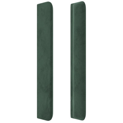 Čelo Postele S Led Tmavě Zelené 203 X 16 X 118/128 Cm Samet