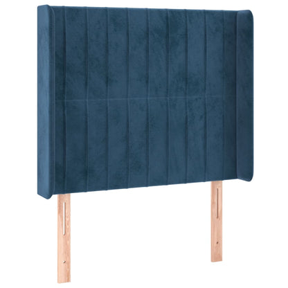 Čelo Postele S Led Tmavě Modré 83 X 16 X 118/128 Cm Samet
