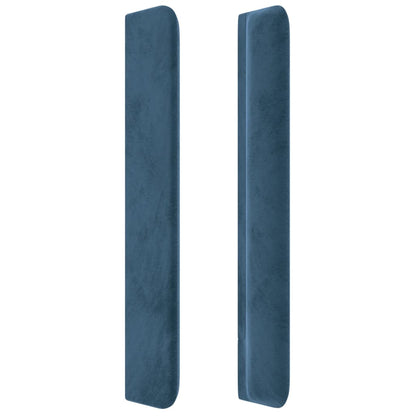 Čelo Postele S Led Tmavě Modré 83 X 16 X 118/128 Cm Samet