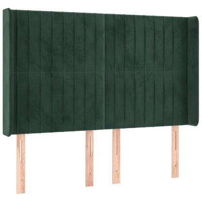 Čelo Postele S Led Tmavě Zelené 147 X 16 X 118/128 Cm Samet