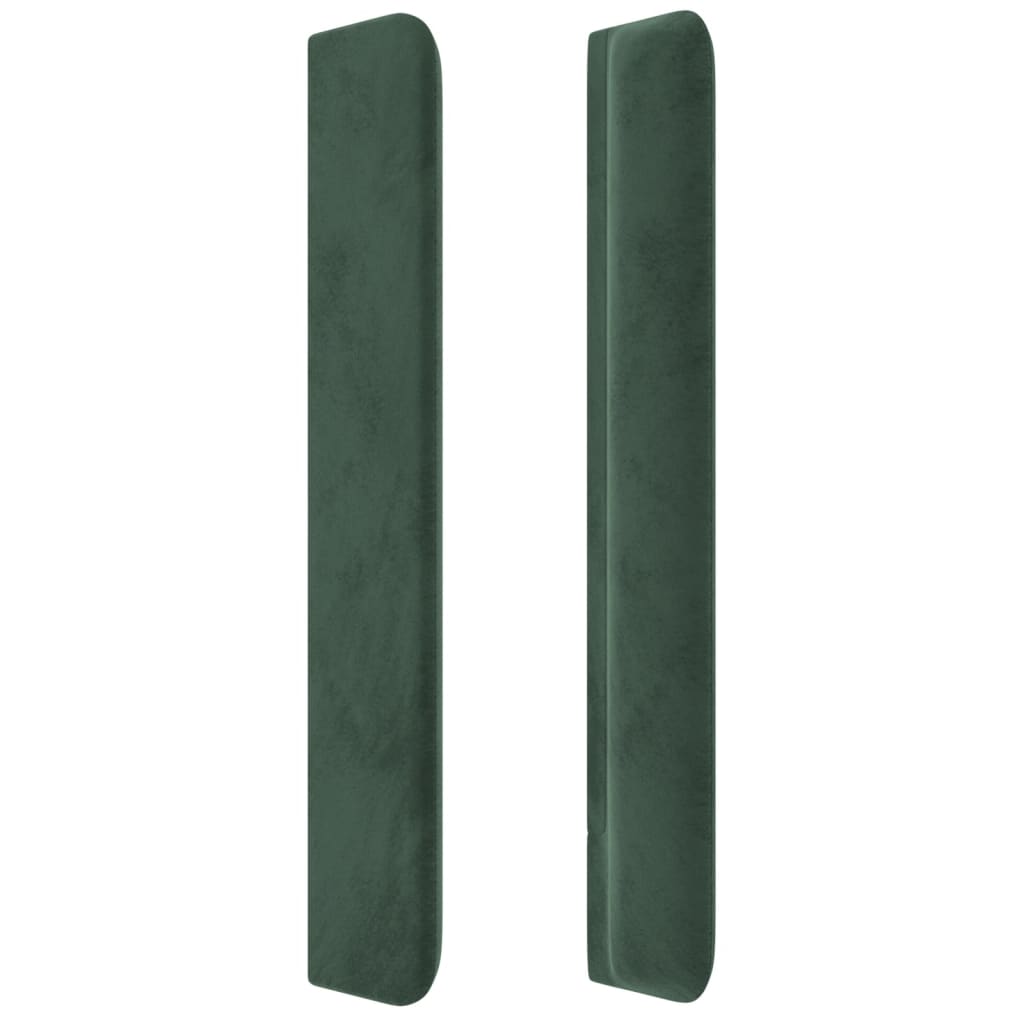 Čelo Postele S Led Tmavě Zelené 163 X 16 X 118/128 Cm Samet