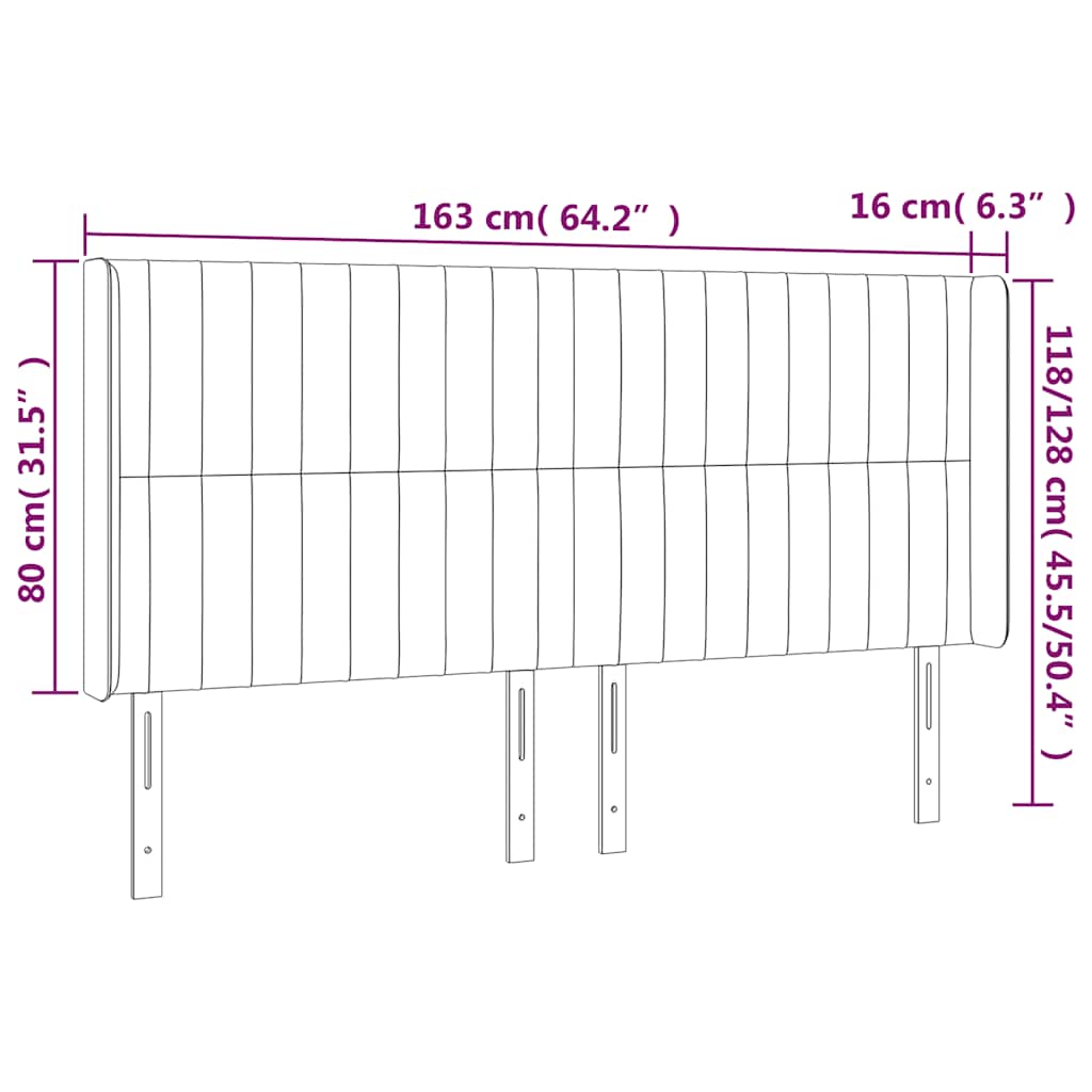 Čelo Postele S Led Tmavě Zelené 163 X 16 X 118/128 Cm Samet