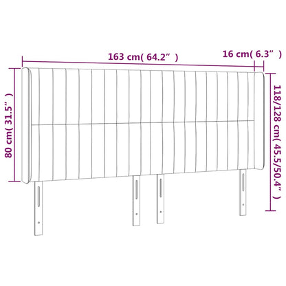 Čelo Postele S Led Tmavě Zelené 163 X 16 X 118/128 Cm Samet