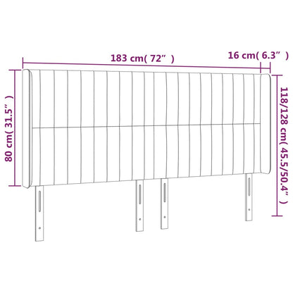 Čelo Postele S Led Tmavě Zelené 183 X 16 X 118/128 Cm Samet