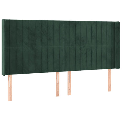 Čelo Postele S Led Tmavě Zelené 203 X 16 X 118/128 Cm Samet