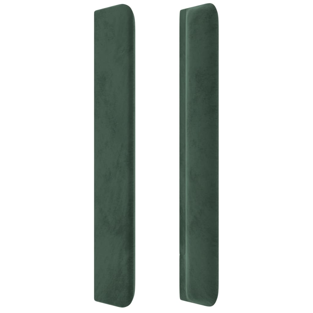 Čelo Postele S Led Tmavě Zelené 203 X 16 X 118/128 Cm Samet
