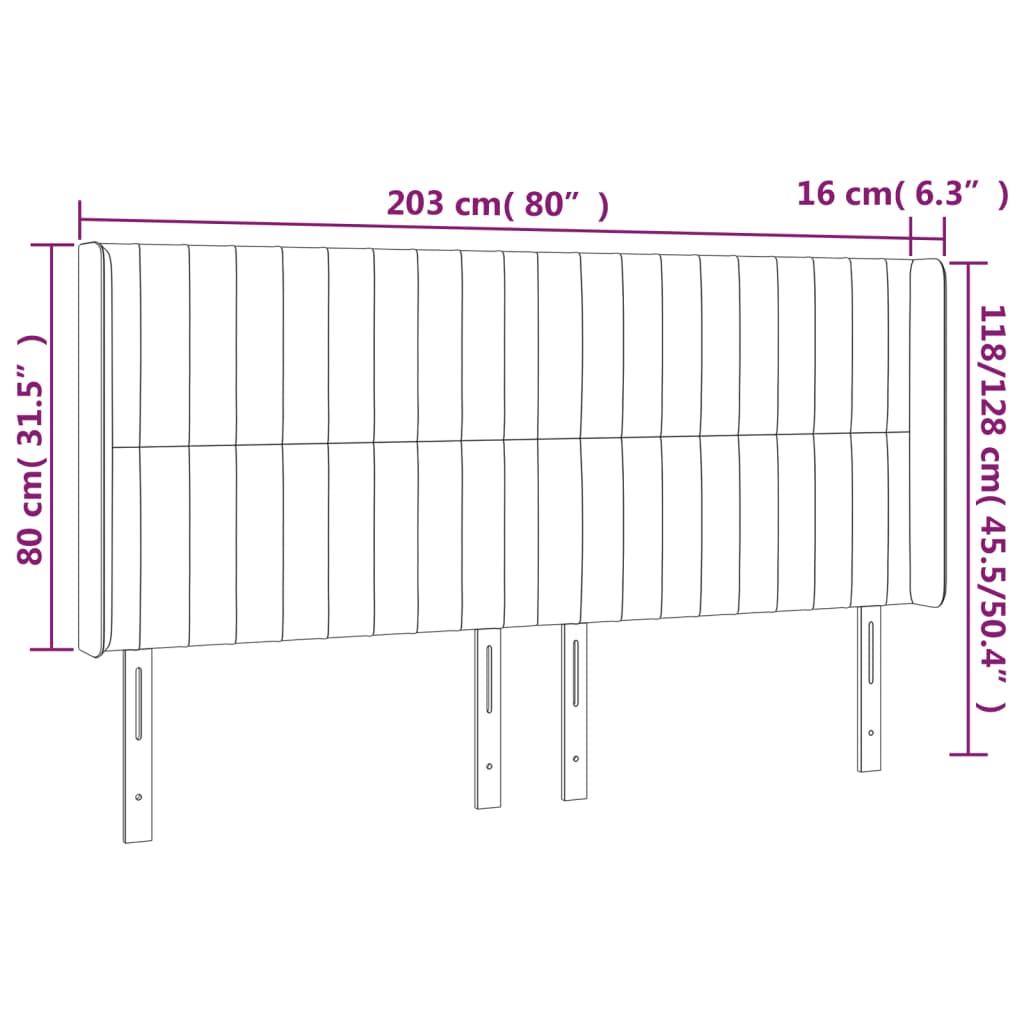 Čelo Postele S Led Tmavě Zelené 203 X 16 X 118/128 Cm Samet