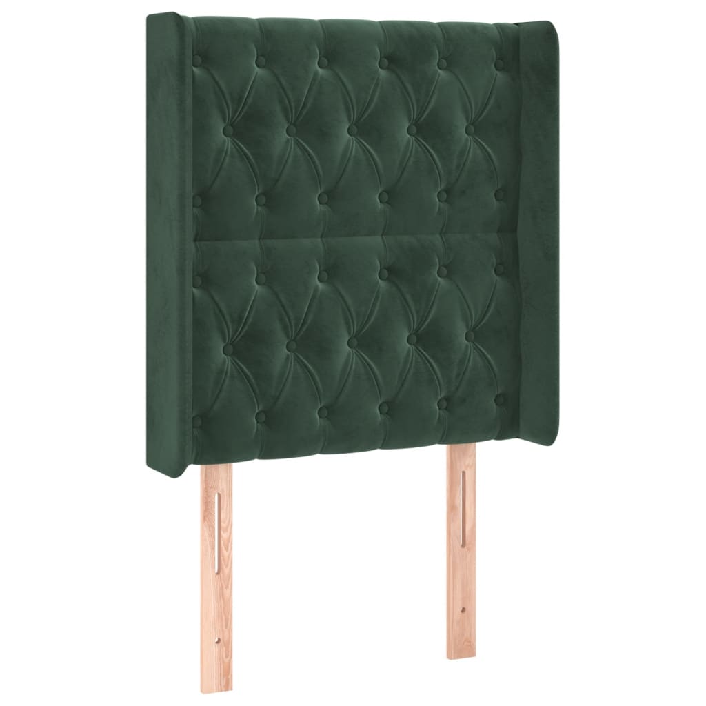 Čelo Postele S Led Tmavě Zelené 83 X 16 X 118/128 Cm Samet
