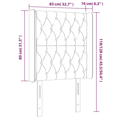 Čelo Postele S Led Tmavě Zelené 83 X 16 X 118/128 Cm Samet