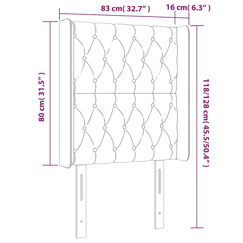 Čelo Postele S Led Tmavě Zelené 83 X 16 X 118/128 Cm Samet