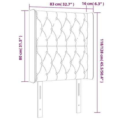 Čelo Postele S Led Tmavě Zelené 83 X 16 X 118/128 Cm Samet