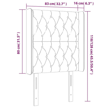Čelo Postele S Led Tmavě Modré 83 X 16 X 118/128 Cm Samet