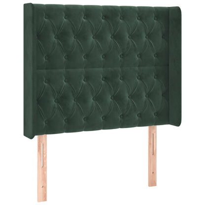 Čelo Postele S Led Tmavě Zelené 93 X 16 X 118/128 Cm Samet