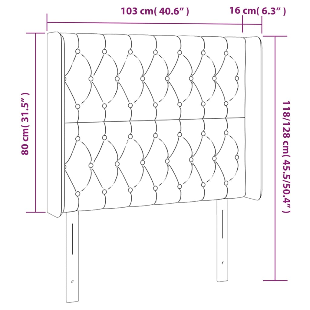 Čelo Postele S Led Tmavě Zelené 103 X 16 X 118/128 Cm Samet