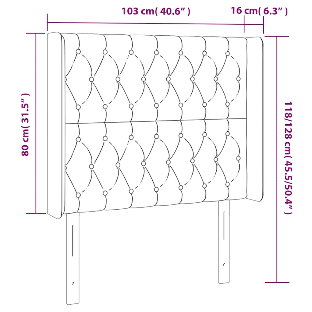 Čelo Postele S Led Tmavě Zelené 103 X 16 X 118/128 Cm Samet
