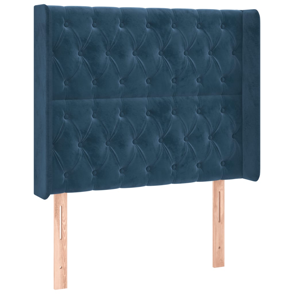 Čelo Postele S Led Tmavě Modré 103 X 16 X 118/128 Cm Textil