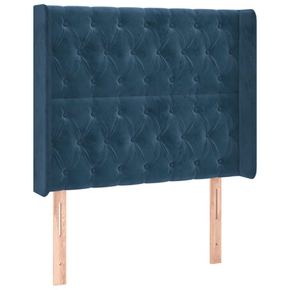 Čelo Postele S Led Tmavě Modré 103 X 16 X 118/128 Cm Textil