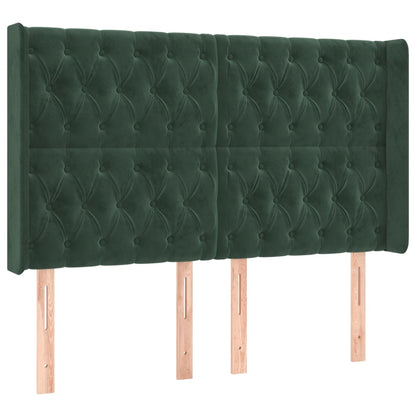 Čelo Postele S Led Tmavě Zelené 147 X 16 X 118/128 Cm Samet