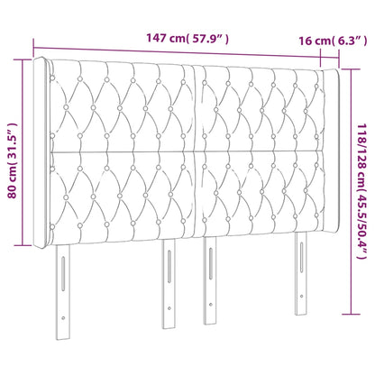 Čelo Postele S Led Tmavě Modré 147 X 16 X 118/128 Cm Samet