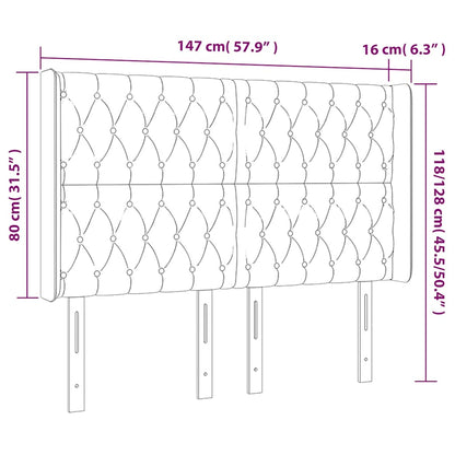 Čelo Postele S Led Tmavě Modré 147 X 16 X 118/128 Cm Samet