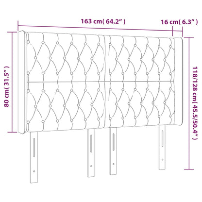 Čelo Postele S Led Tmavě Zelené 163 X 16 X 118/128 Cm Samet