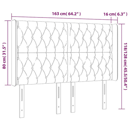 Čelo Postele S Led Tmavě Modré 163 X 16 X 118/128 Cm Samet