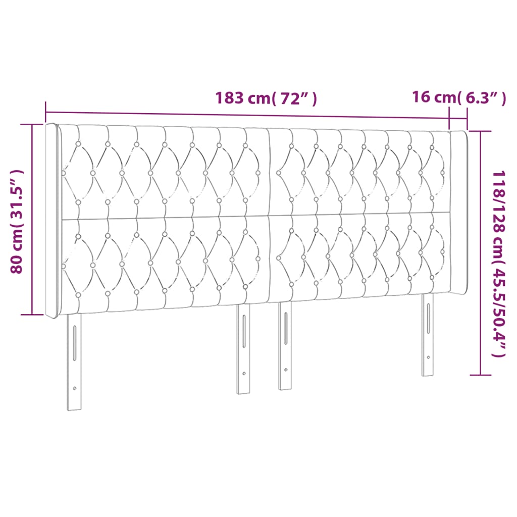 Čelo Postele S Led Tmavě Zelené 183 X 16 X 118/128 Cm Samet
