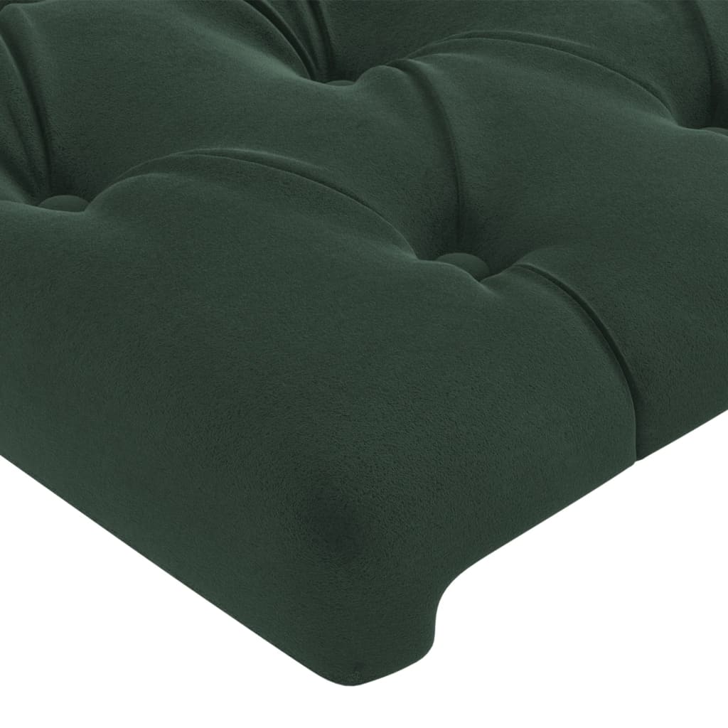 Čelo Postele S Led Tmavě Zelené 203 X 16 X 118/128 Cm Samet