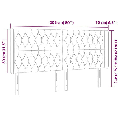 Čelo Postele S Led Tmavě Modré 203 X 16 X 118/128 Cm Samet