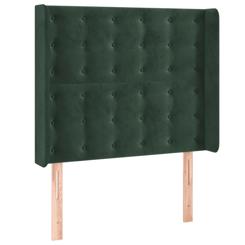 Čelo Postele S Led Tmavě Zelené 83 X 16 X 118/128 Cm Samet