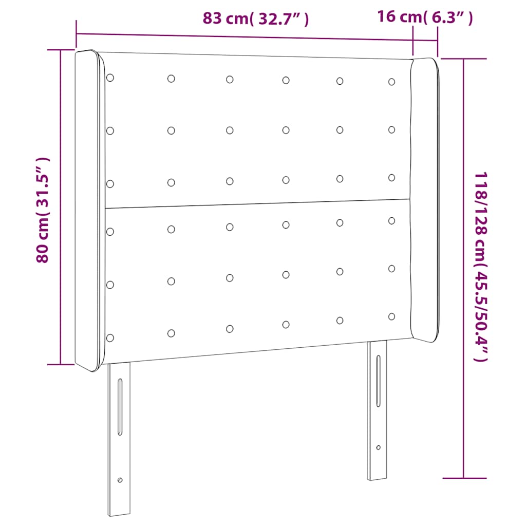 Čelo Postele S Led Tmavě Modré 83 X 16 X 118/128 Cm Samet