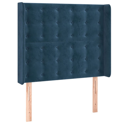 Čelo Postele S Led Tmavě Modré 93 X 16 X 118/128 Cm Samet