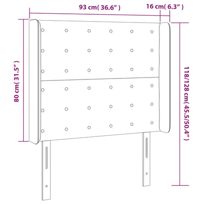 Čelo Postele S Led Tmavě Modré 93 X 16 X 118/128 Cm Samet