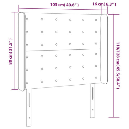 Čelo Postele S Led Tmavě Zelené 103 X 16 X 118/128 Cm Samet