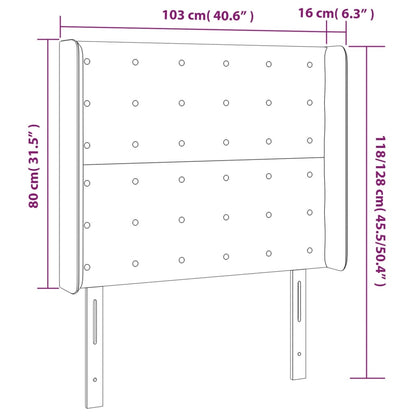 Čelo Postele S Led Tmavě Modré 103 X 16 X 118/128 Cm Textil