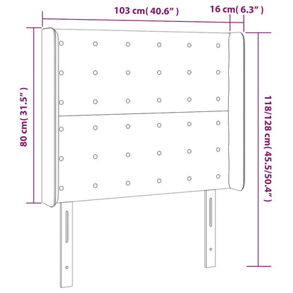 Čelo Postele S Led Tmavě Modré 103 X 16 X 118/128 Cm Textil