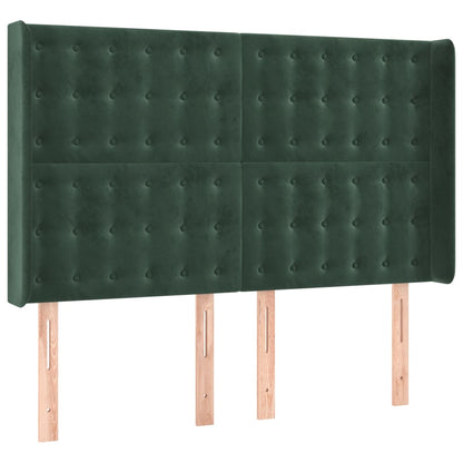 Čelo Postele S Led Tmavě Zelené 147 X 16 X 118/128 Cm Samet