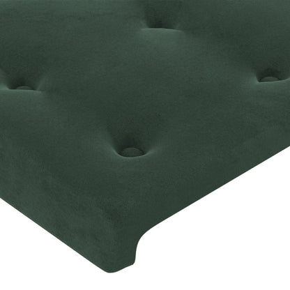 Čelo Postele S Led Tmavě Zelené 147 X 16 X 118/128 Cm Samet