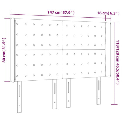 Čelo Postele S Led Tmavě Zelené 147 X 16 X 118/128 Cm Samet