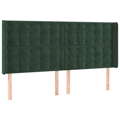 Čelo Postele S Led Tmavě Zelené 163 X 16 X 118/128 Cm Samet