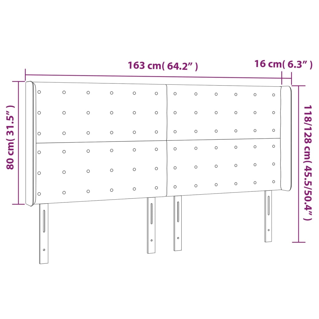 Čelo Postele S Led Tmavě Zelené 163 X 16 X 118/128 Cm Samet