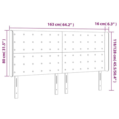 Čelo Postele S Led Tmavě Zelené 163 X 16 X 118/128 Cm Samet