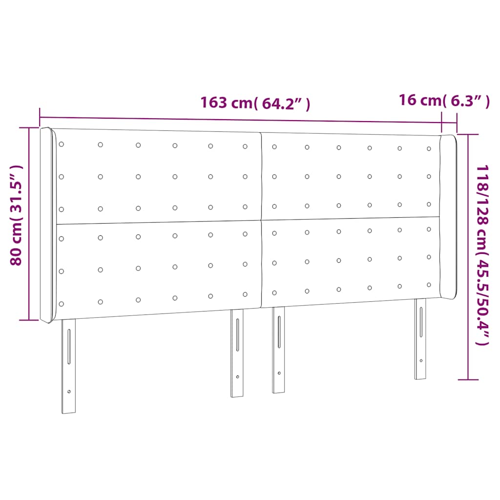Čelo Postele S Led Tmavě Zelené 163 X 16 X 118/128 Cm Samet